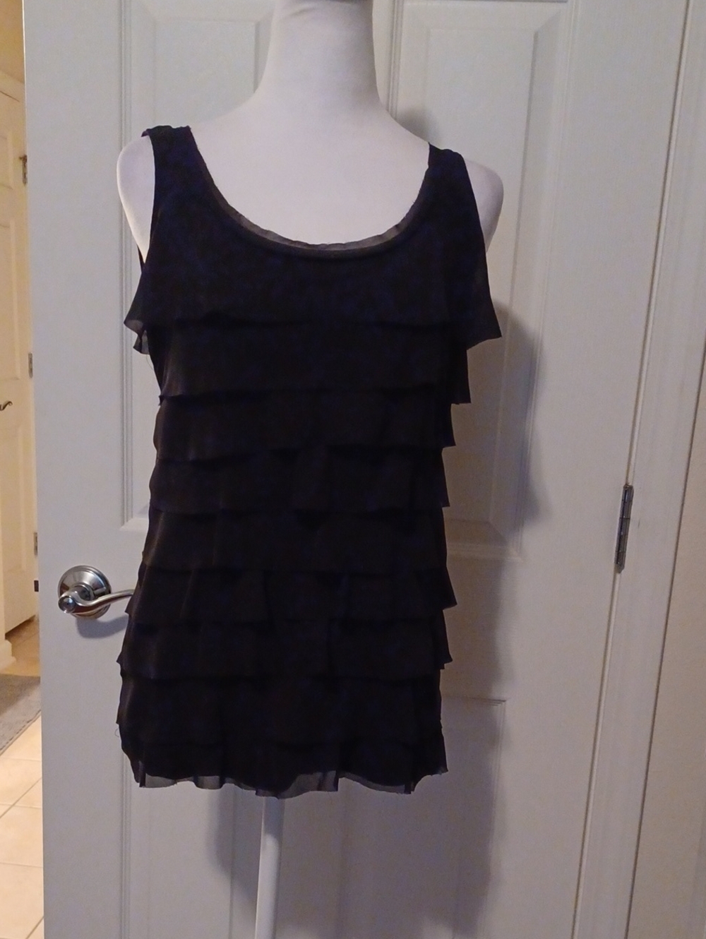 << LOFT Black Layered Ruffle Tank Top